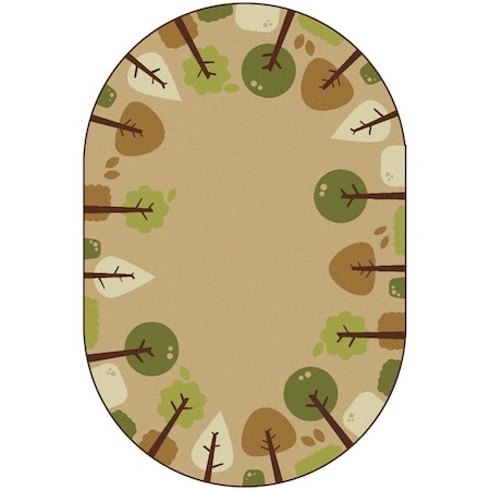 Wall-To-Wall 4 x 6 ft. Kidsoft Tranquil Trees Rug, Tan - Oval WA2547368